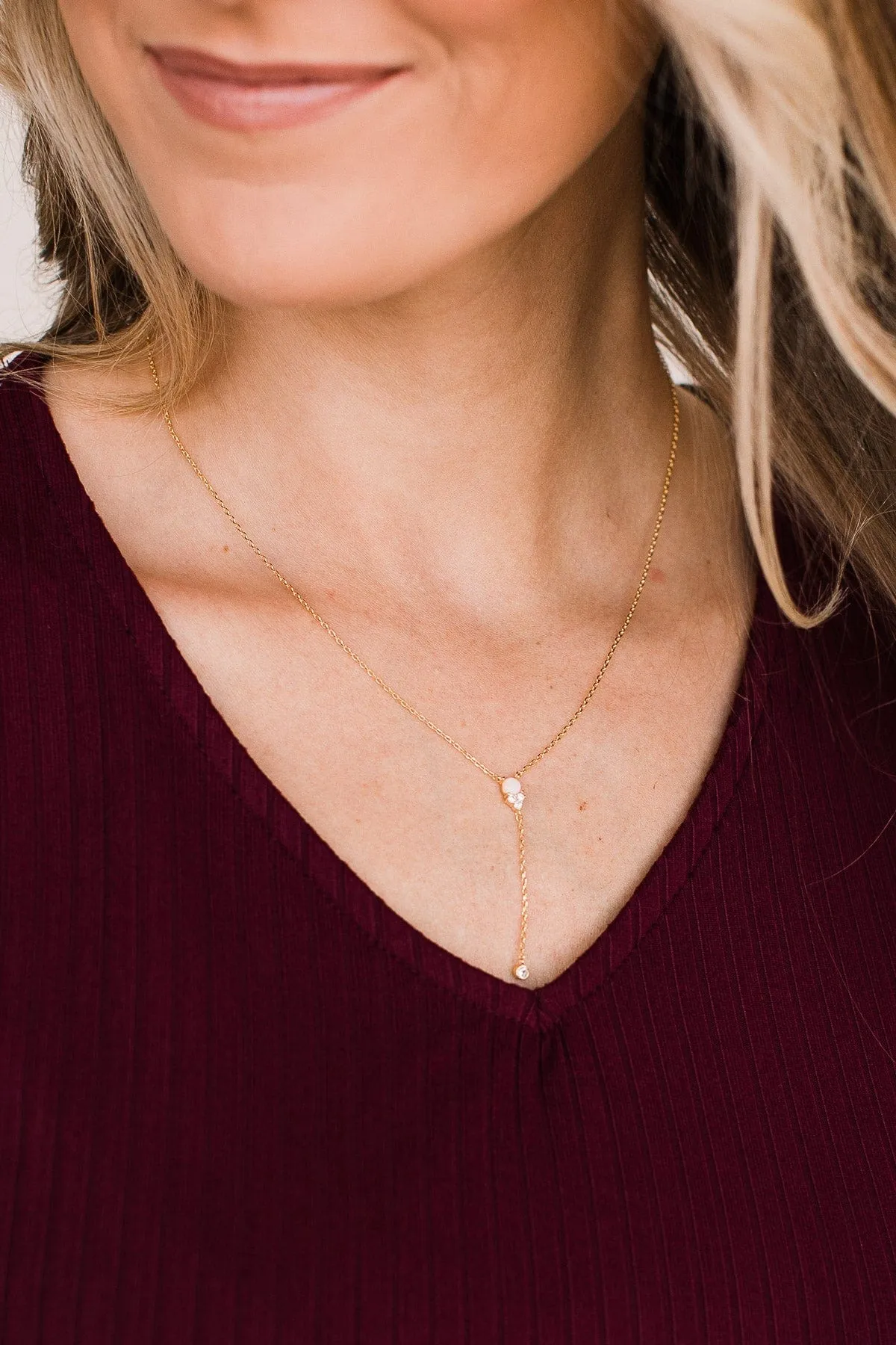 Glimpse Of Happiness Necklace - Gold, Drop Design