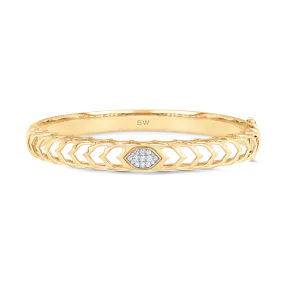 Gold and Diamond Cluster Bangle - Dentelle