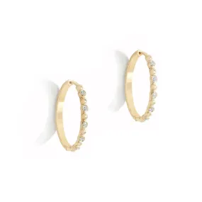 Gold Diamond Stud Hoop Earrings