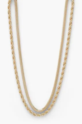 Gold Double Rope Twist Chain Necklaces