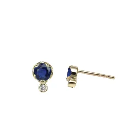 Gold Sapphire Diamond Stud Earrings