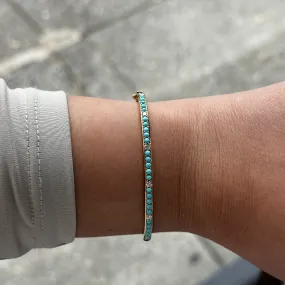 Gold Turquoise Diamond Bangle