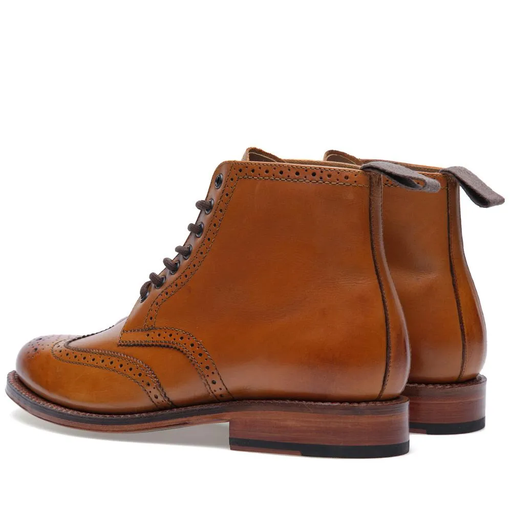 Grenson men's tan brogue derby boot