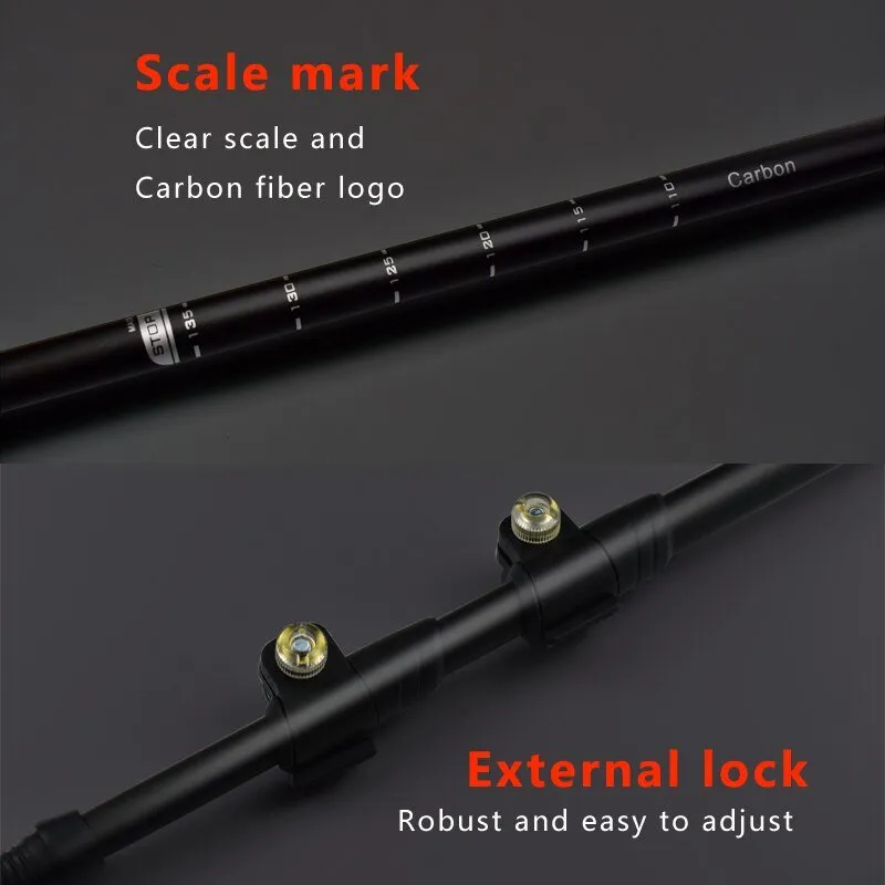 Hiking Pole / Ultralight Carbon Fiber Nordic Walking Stick 340g Aricxi - Flip Locks Ultralight