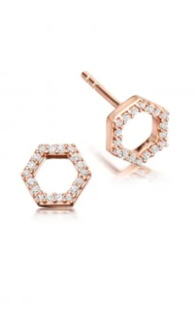 Honeycomb Diamond Stud Earrings -> Hexagonal Diamond Stud Earrings