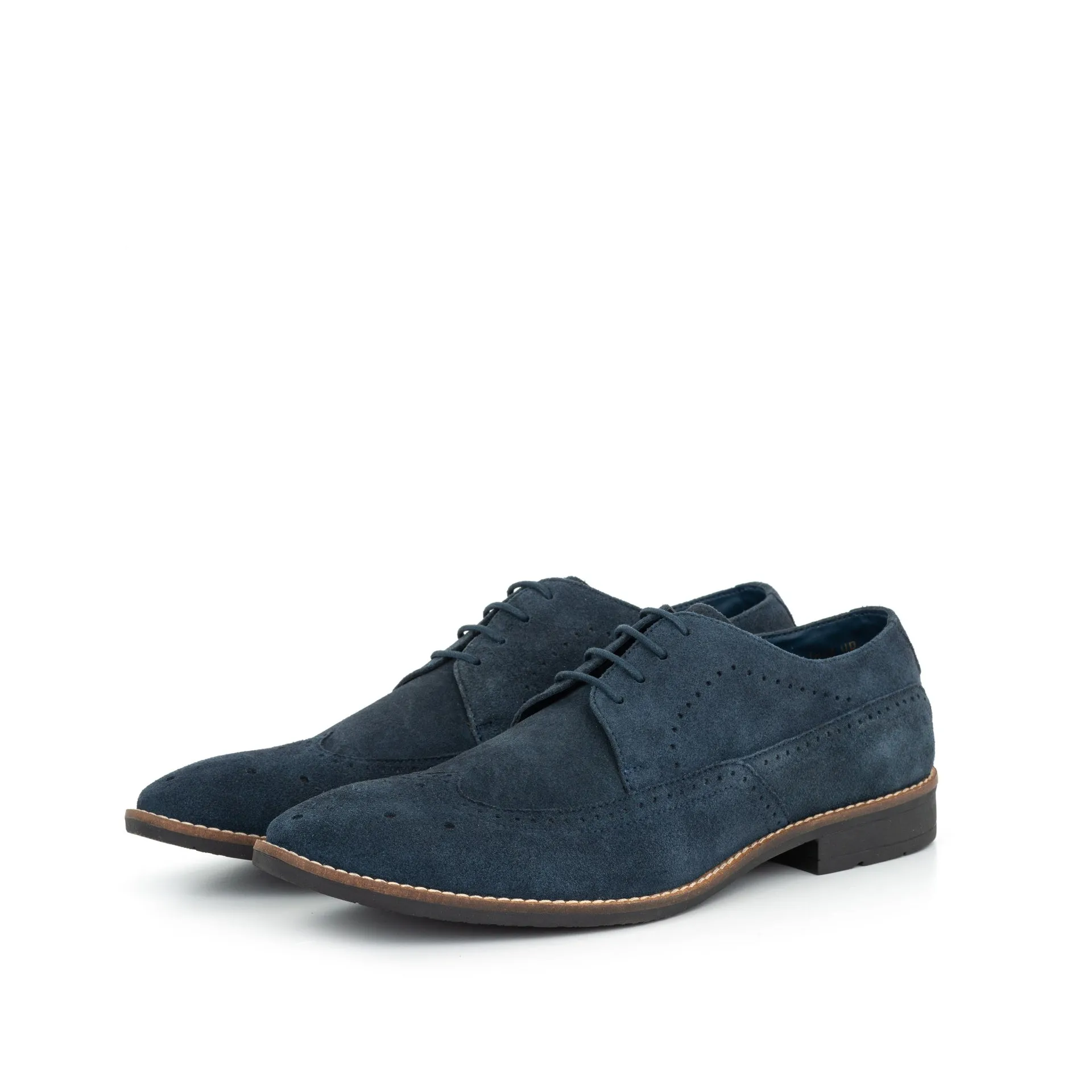 Hounslow navy suede derby brogue