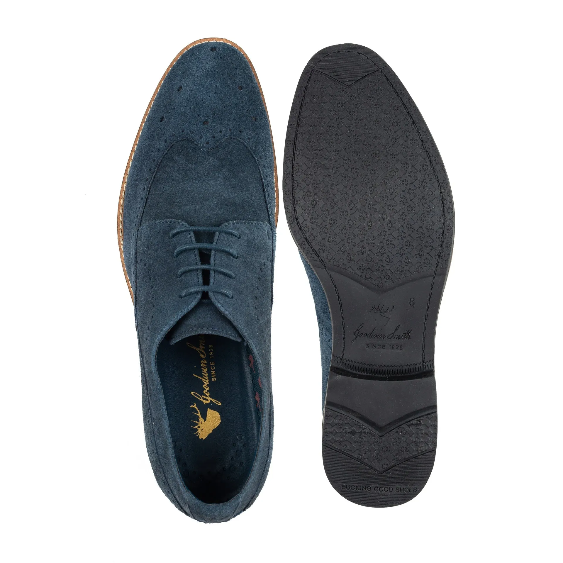 Hounslow navy suede derby brogue