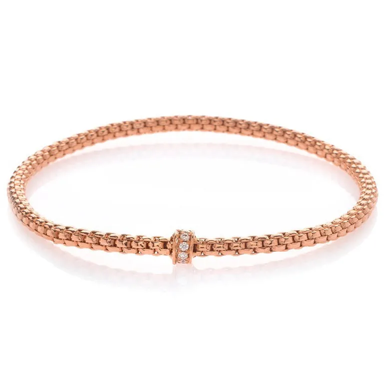 Hulchi Belluni Bracelet, Pave Diamond Barrel Bead, Rose Gold, Small - Shop Now