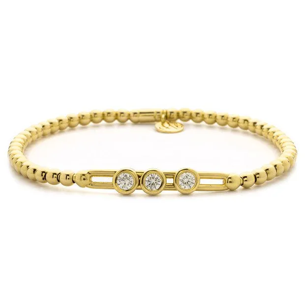 Hulchi Belluni Diamond Stretch Bracelet with Moveable Bezel Stations in Yellow Gold