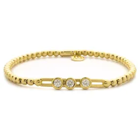 Hulchi Belluni Diamond Stretch Bracelet with Moveable Bezel Stations in Yellow Gold