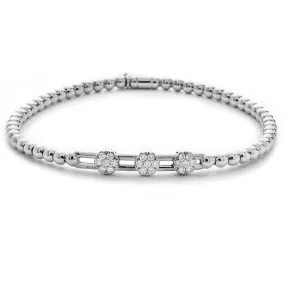 Hulchi Belluni White Gold Stretch Bracelet with Diamond Stations #20357-WW