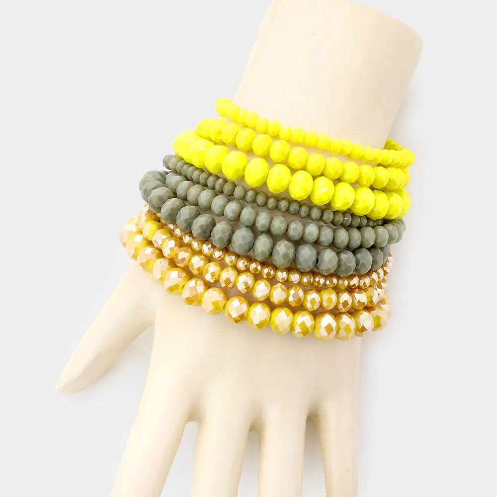 iLLASPARKZ 9PCS - Faceted Bead Stretch Bracelets