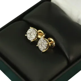 Illusion Stud Earrings 0.64cttw 10K Yellow Gold Diamond