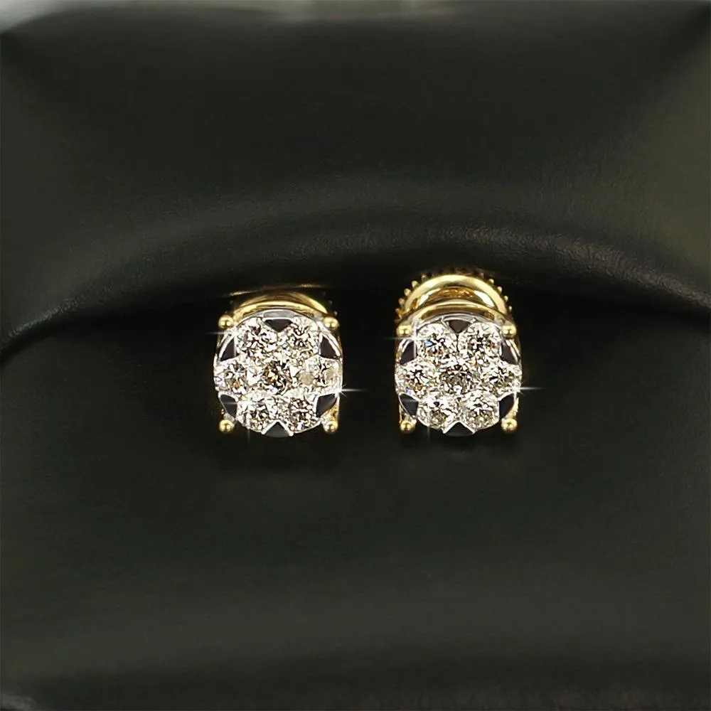 Illusion Stud Earrings 0.64cttw 10K Yellow Gold Diamond