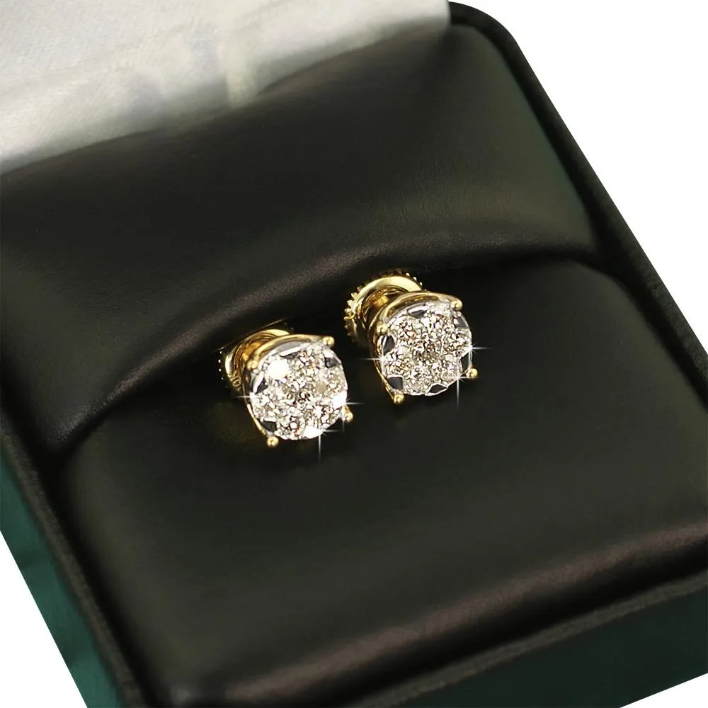 Illusion Stud Earrings 0.64cttw 10K Yellow Gold Diamond