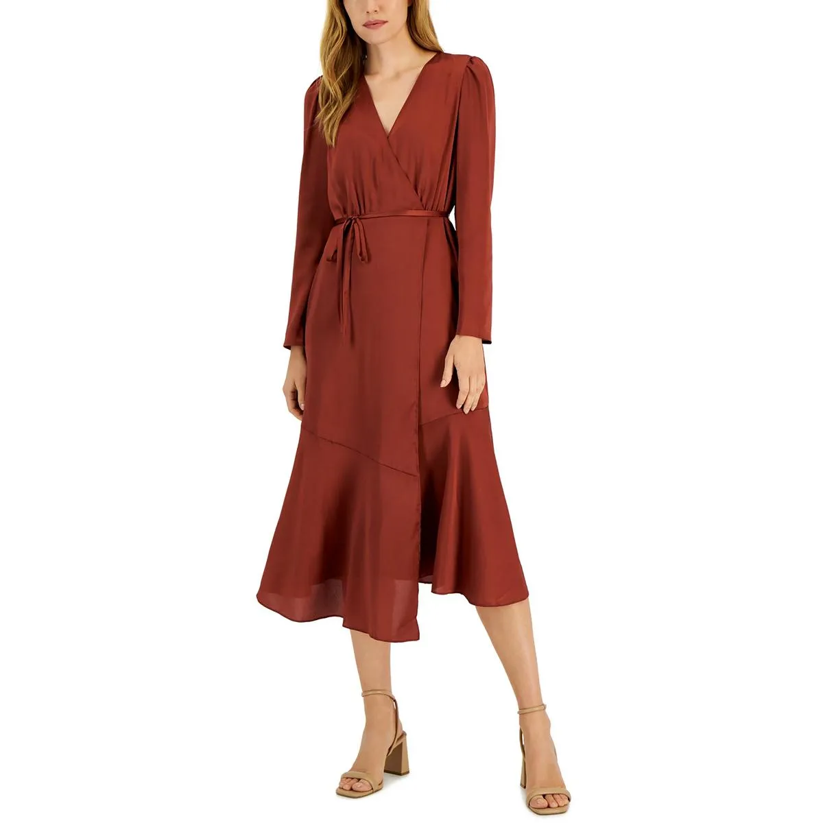 INC Women's Belted Midi Wrap Dress