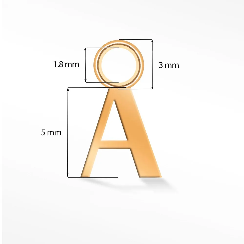 Initial 5mm 14K Rose Gold Charms for Permanent Jewelry