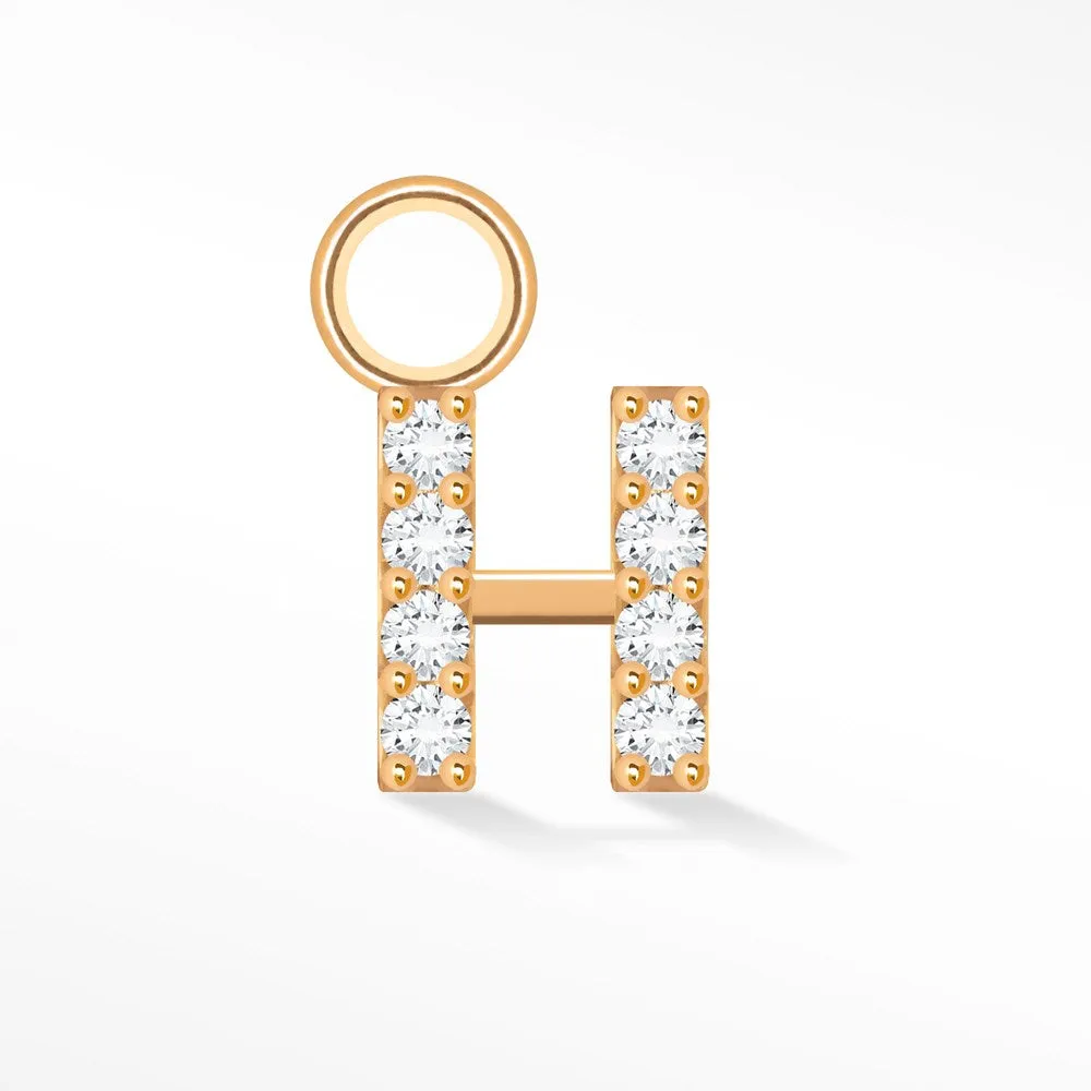 Initial 5mm with Pave LG Diamonds on 14k Rose Gold Charms for Permanent Jewelry