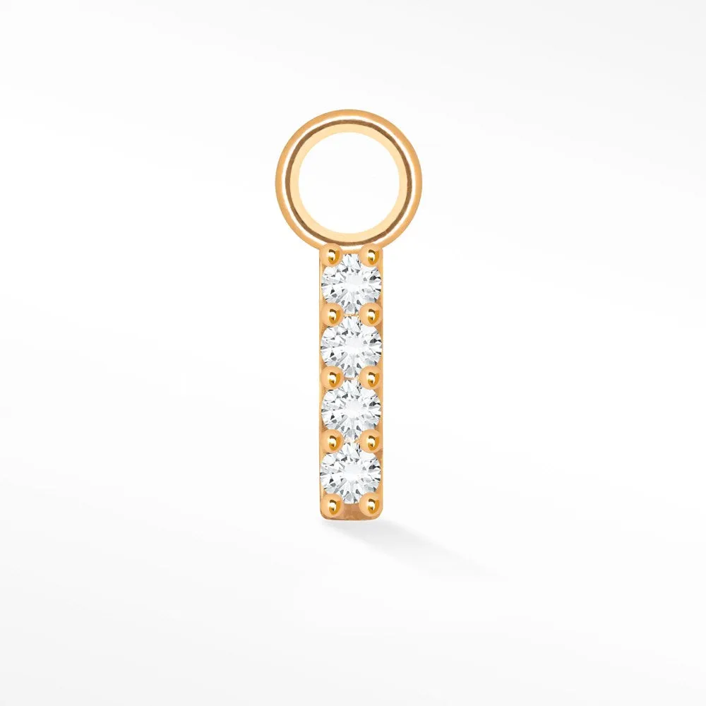 Initial 5mm with Pave LG Diamonds on 14k Rose Gold Charms for Permanent Jewelry