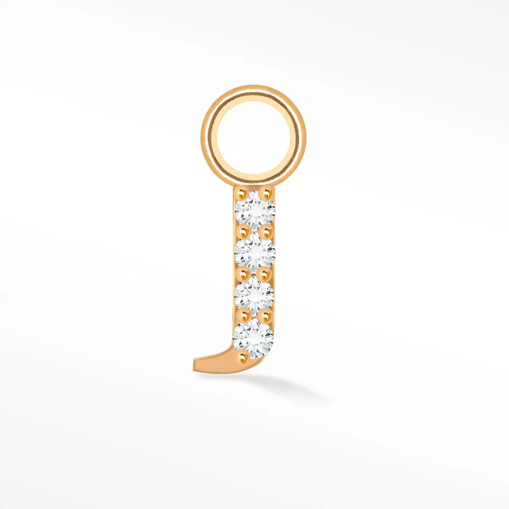 Initial 5mm with Pave LG Diamonds on 14k Rose Gold Charms for Permanent Jewelry