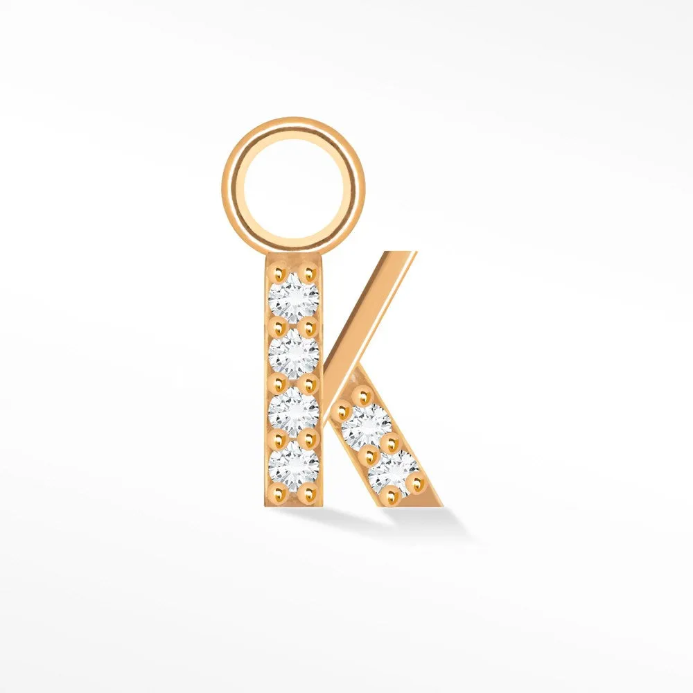 Initial 5mm with Pave LG Diamonds on 14k Rose Gold Charms for Permanent Jewelry