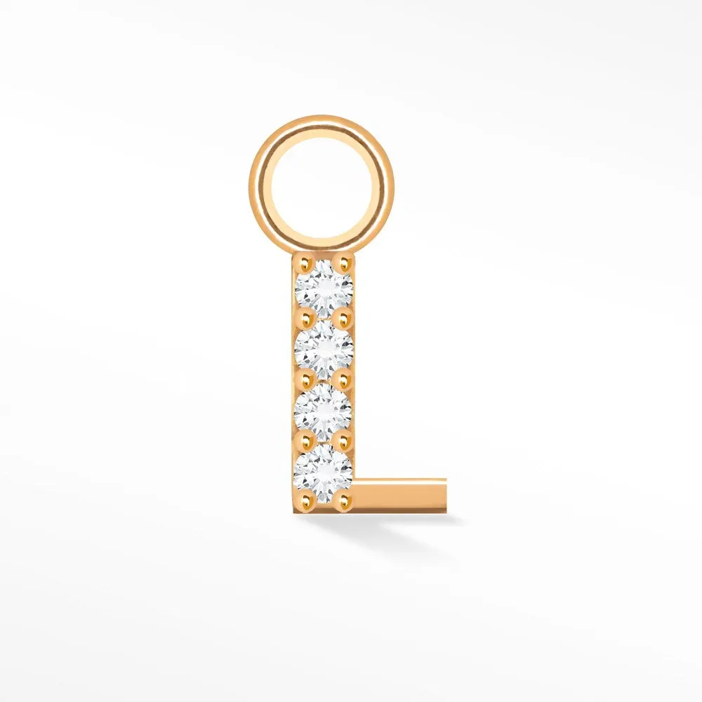 Initial 5mm with Pave LG Diamonds on 14k Rose Gold Charms for Permanent Jewelry