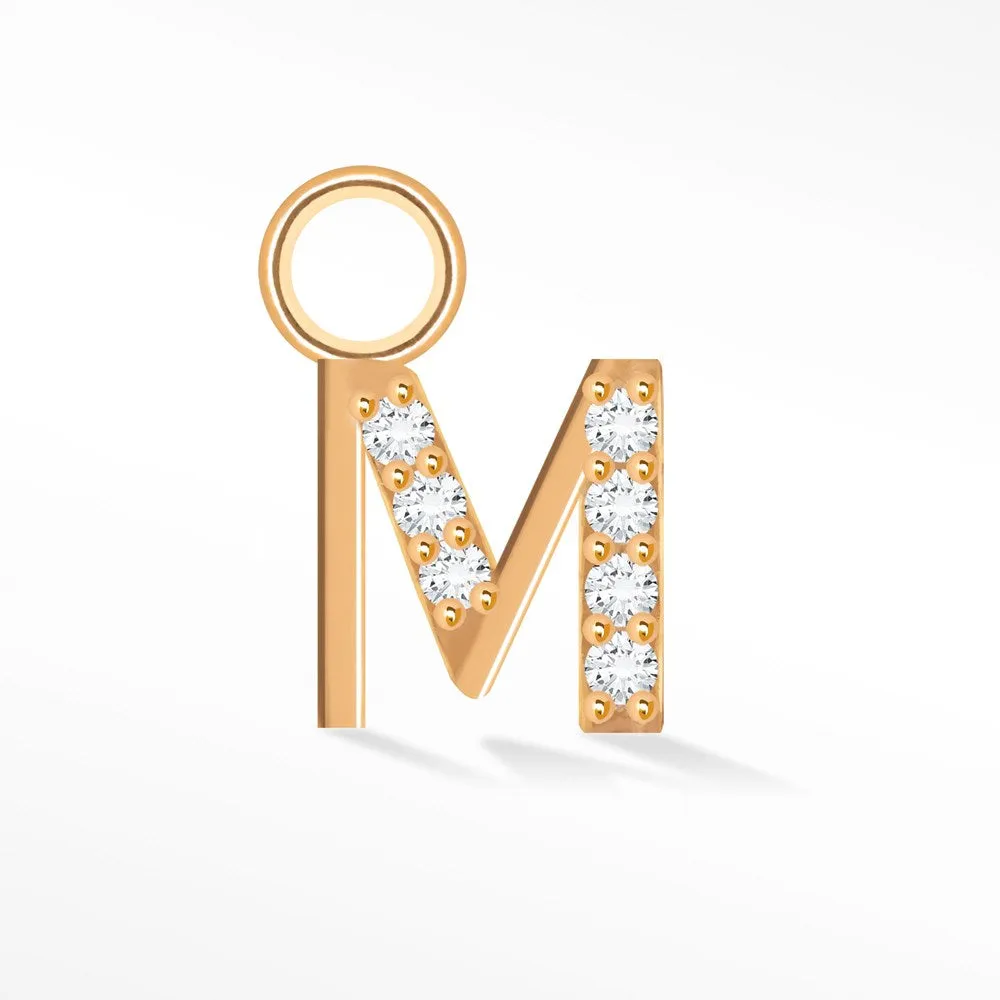 Initial 5mm with Pave LG Diamonds on 14k Rose Gold Charms for Permanent Jewelry