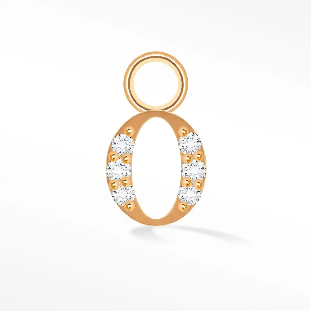 Initial 5mm with Pave LG Diamonds on 14k Rose Gold Charms for Permanent Jewelry