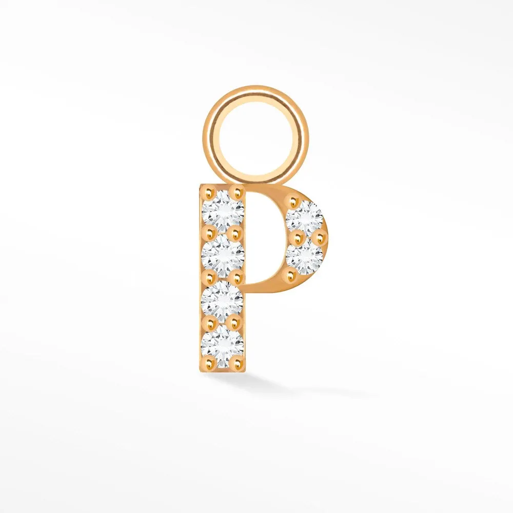 Initial 5mm with Pave LG Diamonds on 14k Rose Gold Charms for Permanent Jewelry