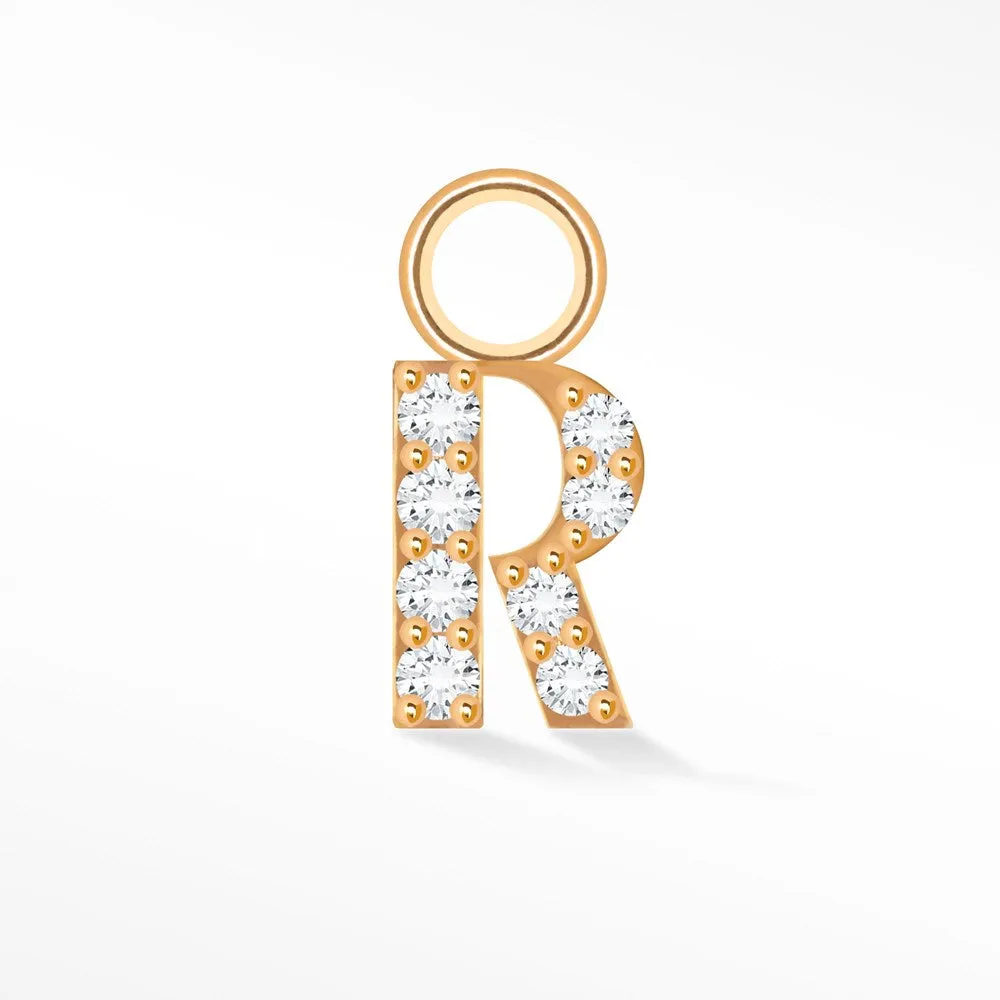 Initial 5mm with Pave LG Diamonds on 14k Rose Gold Charms for Permanent Jewelry