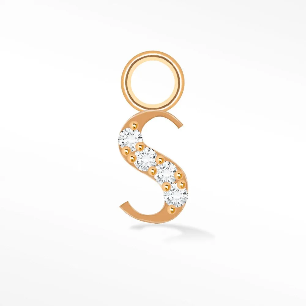 Initial 5mm with Pave LG Diamonds on 14k Rose Gold Charms for Permanent Jewelry