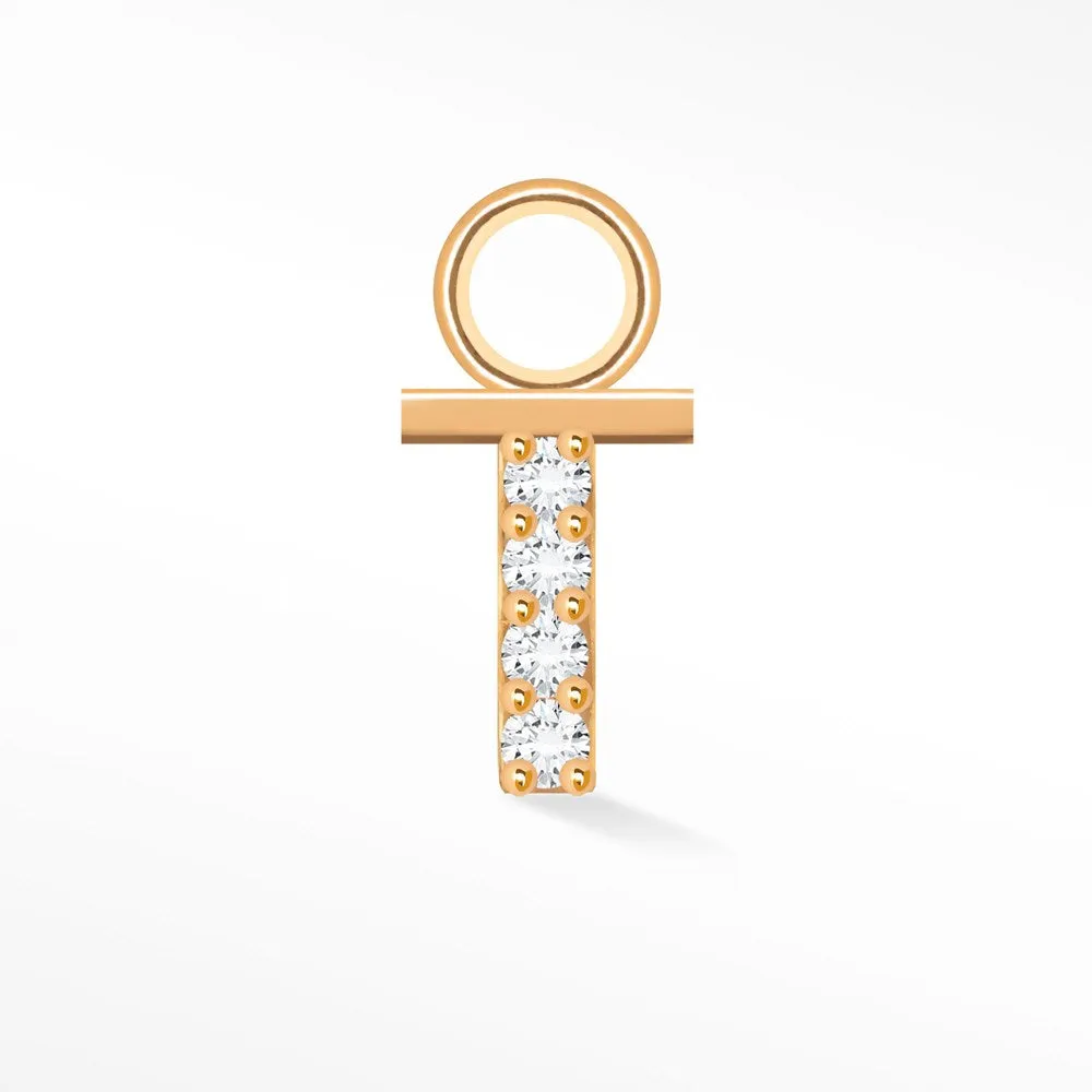 Initial 5mm with Pave LG Diamonds on 14k Rose Gold Charms for Permanent Jewelry