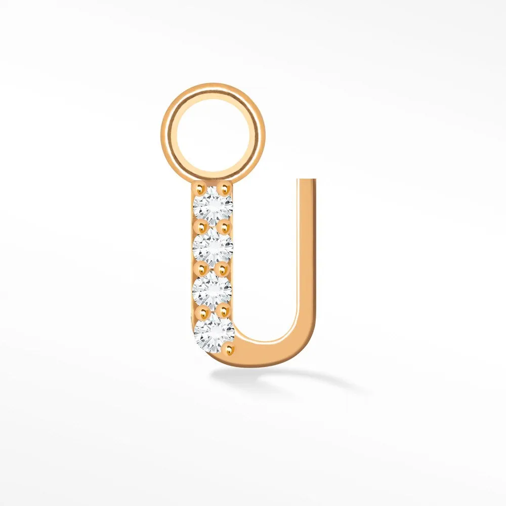 Initial 5mm with Pave LG Diamonds on 14k Rose Gold Charms for Permanent Jewelry