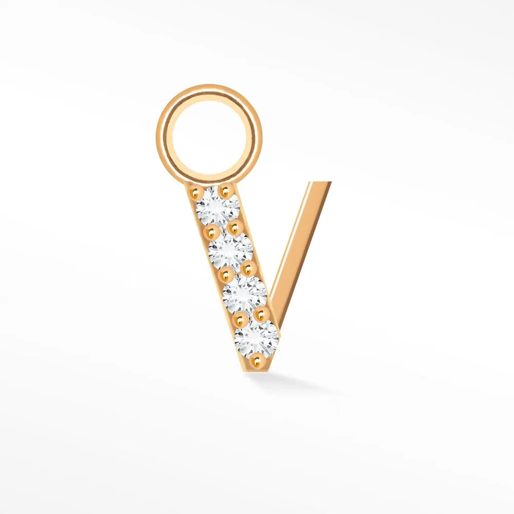 Initial 5mm with Pave LG Diamonds on 14k Rose Gold Charms for Permanent Jewelry