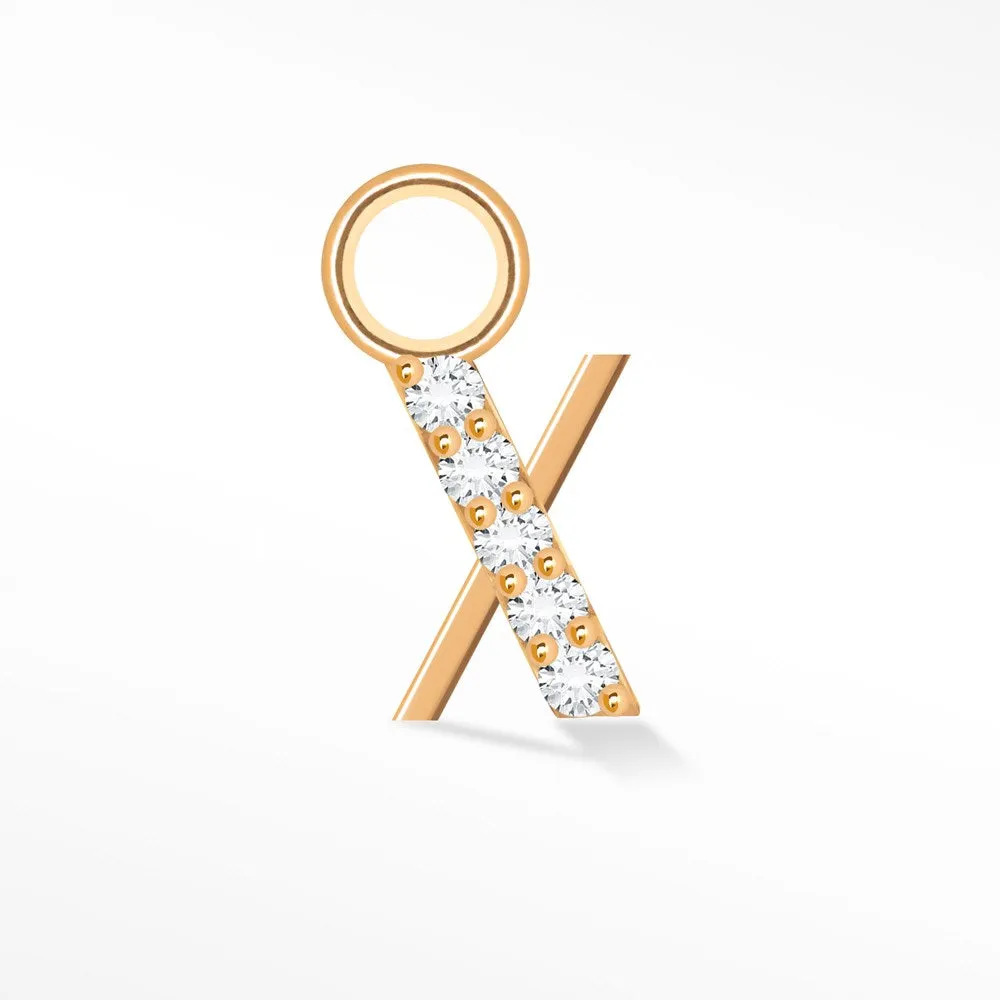 Initial 5mm with Pave LG Diamonds on 14k Rose Gold Charms for Permanent Jewelry