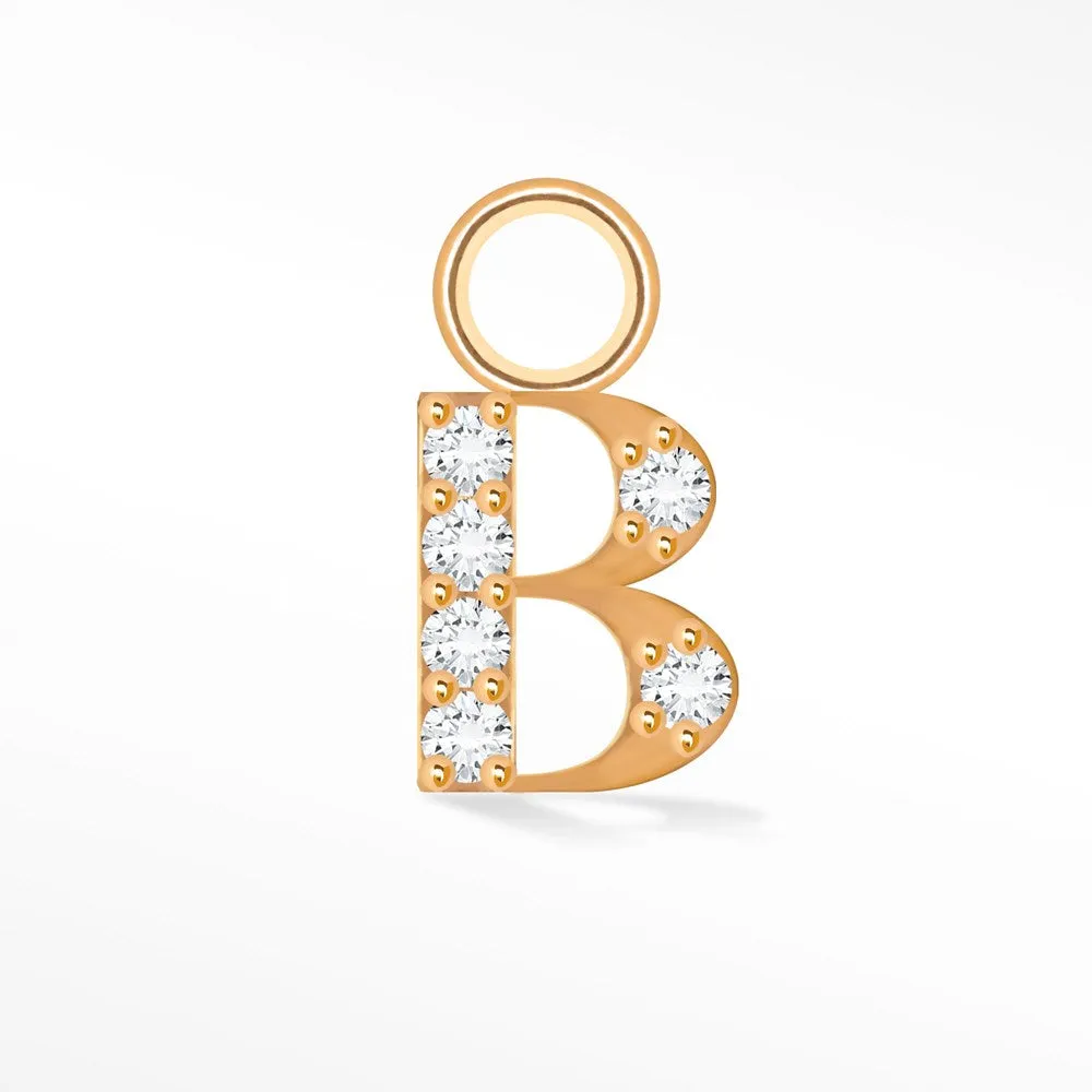 Initial 5mm with Pave LG Diamonds on 14k Rose Gold Charms for Permanent Jewelry