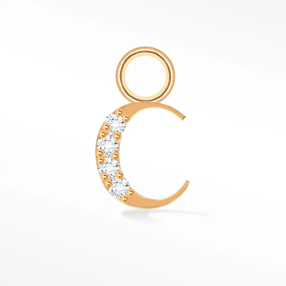 Initial 5mm with Pave LG Diamonds on 14k Rose Gold Charms for Permanent Jewelry