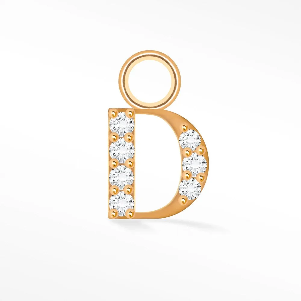 Initial 5mm with Pave LG Diamonds on 14k Rose Gold Charms for Permanent Jewelry