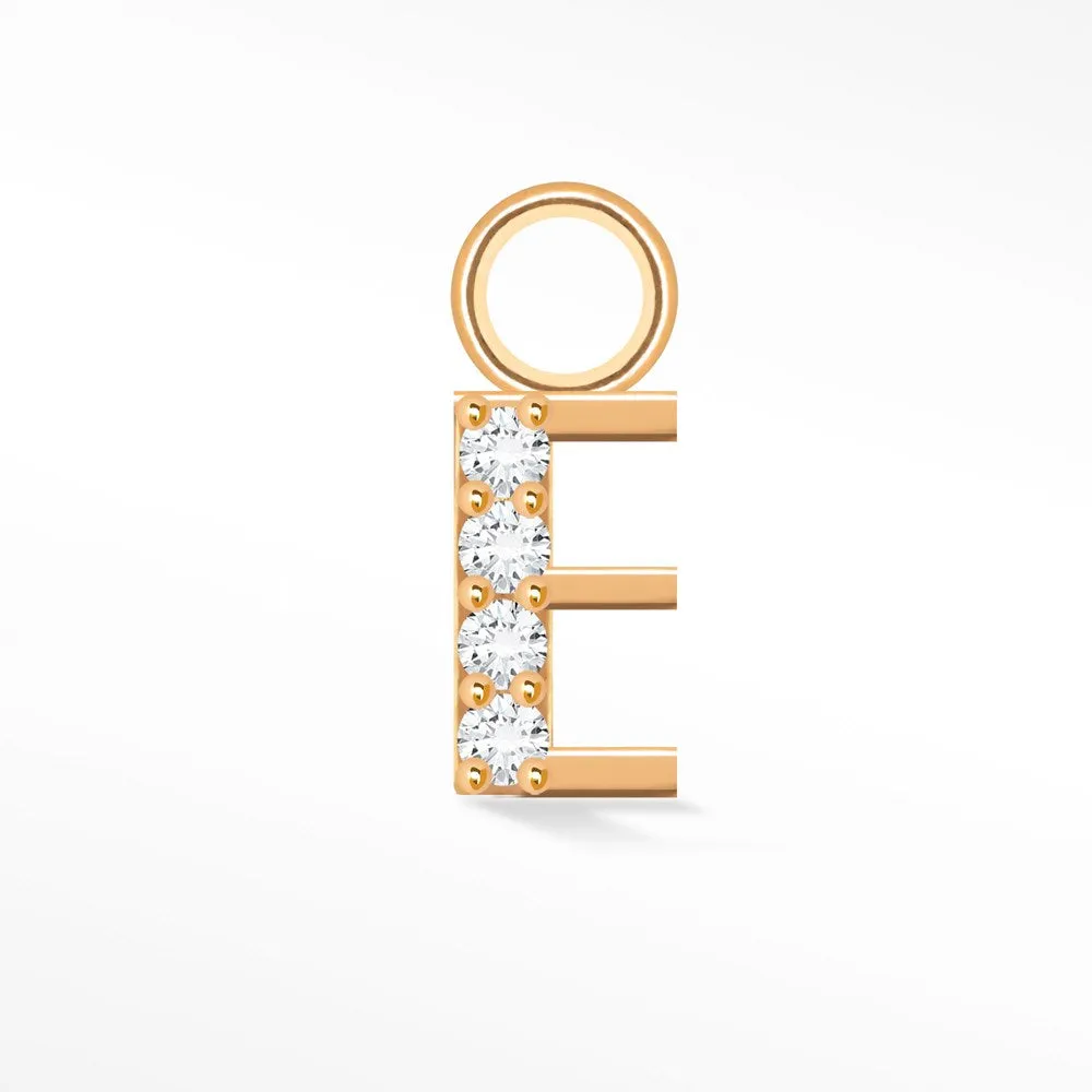 Initial 5mm with Pave LG Diamonds on 14k Rose Gold Charms for Permanent Jewelry