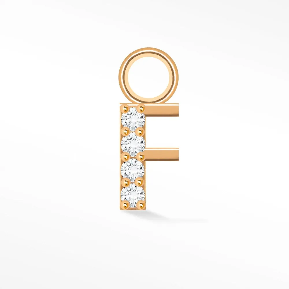 Initial 5mm with Pave LG Diamonds on 14k Rose Gold Charms for Permanent Jewelry