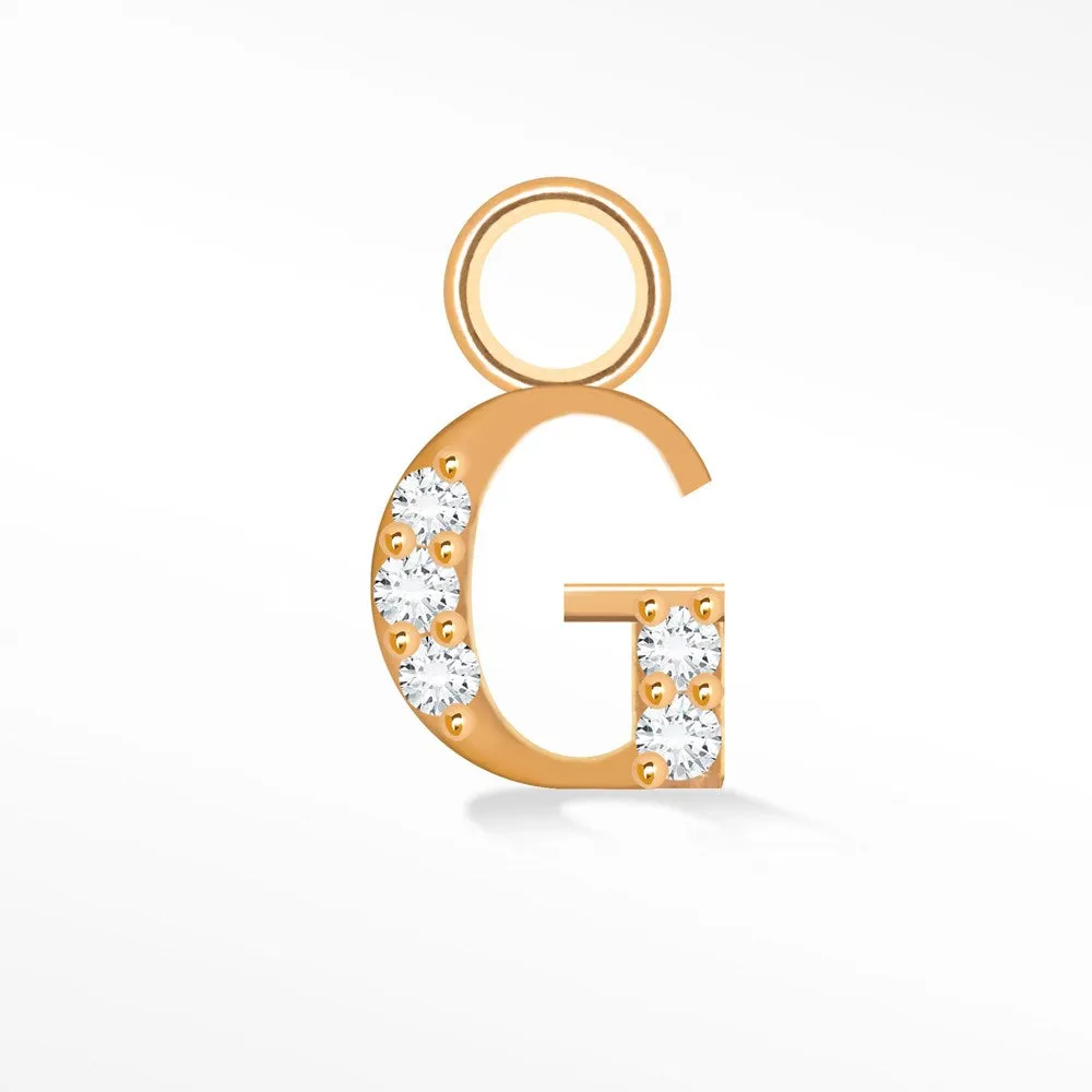 Initial 5mm with Pave LG Diamonds on 14k Rose Gold Charms for Permanent Jewelry