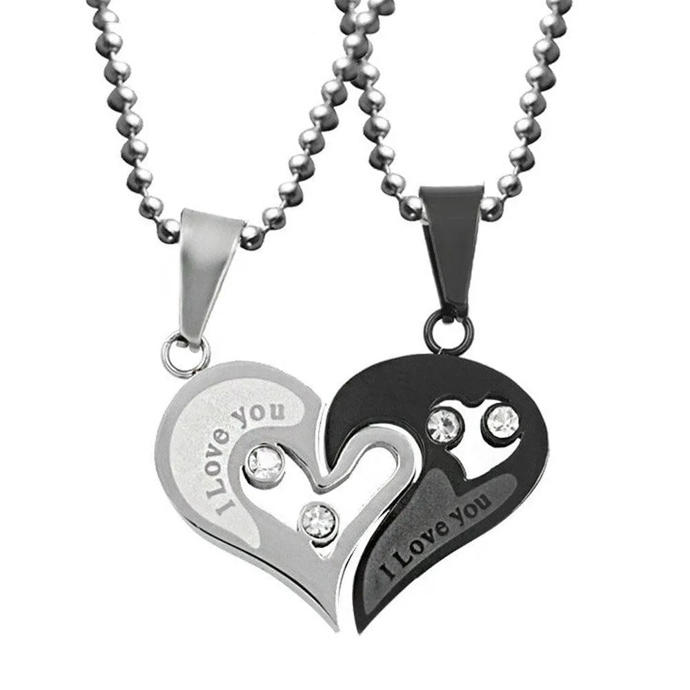 Interlocking Heart Love Necklaces for Couples