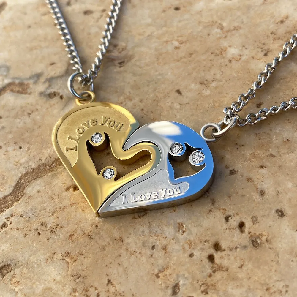 Interlocking Heart Love Necklaces for Couples