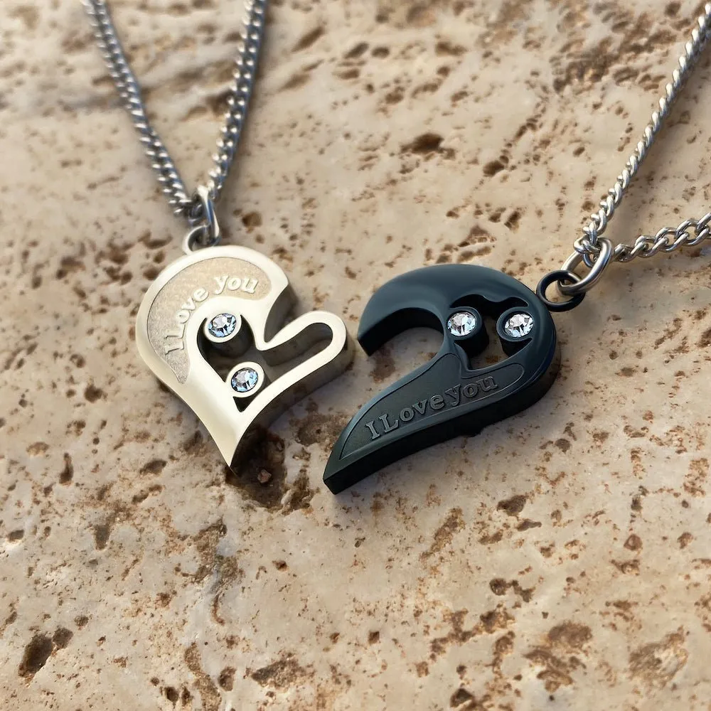 Interlocking Heart Love Necklaces for Couples