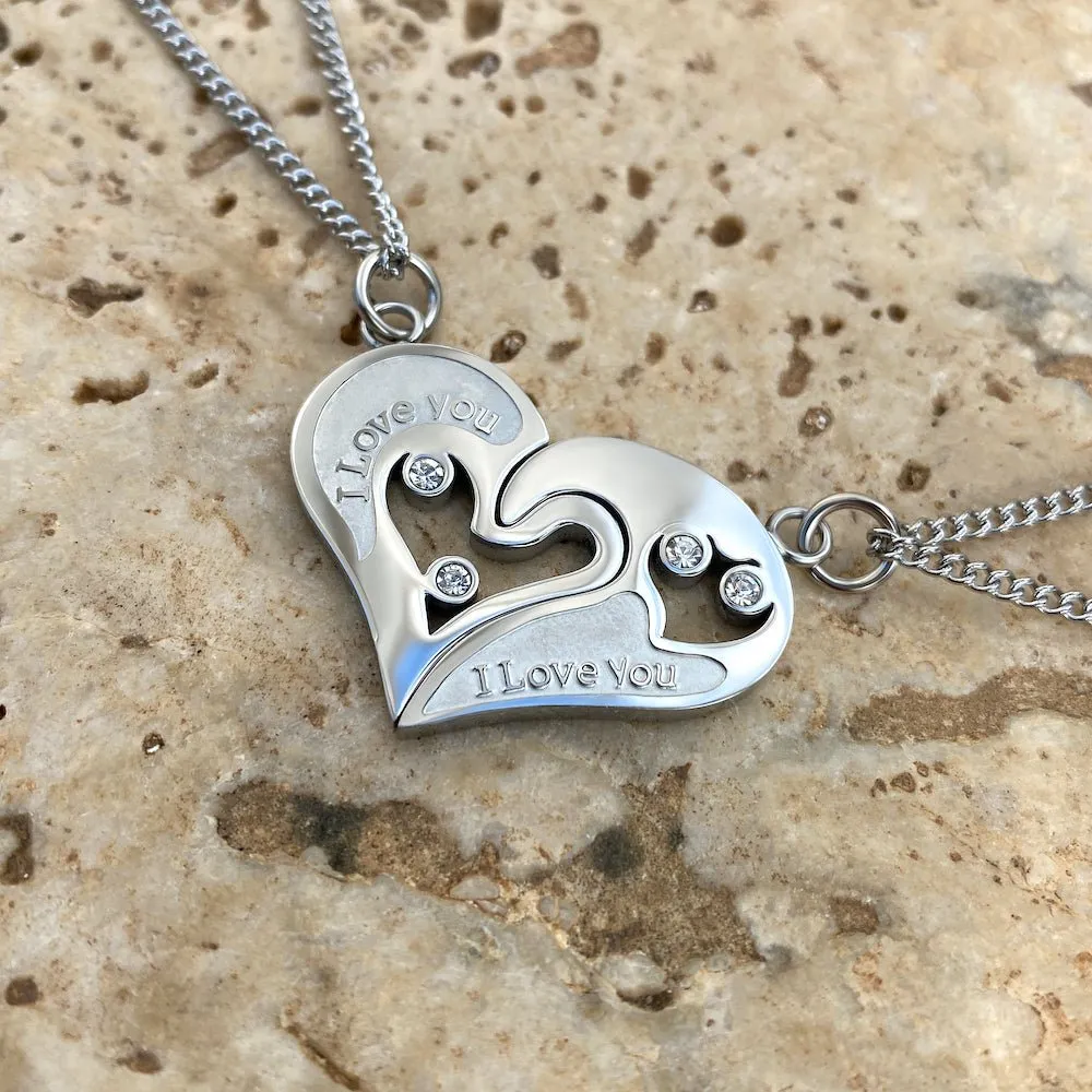 Interlocking Heart Love Necklaces for Couples