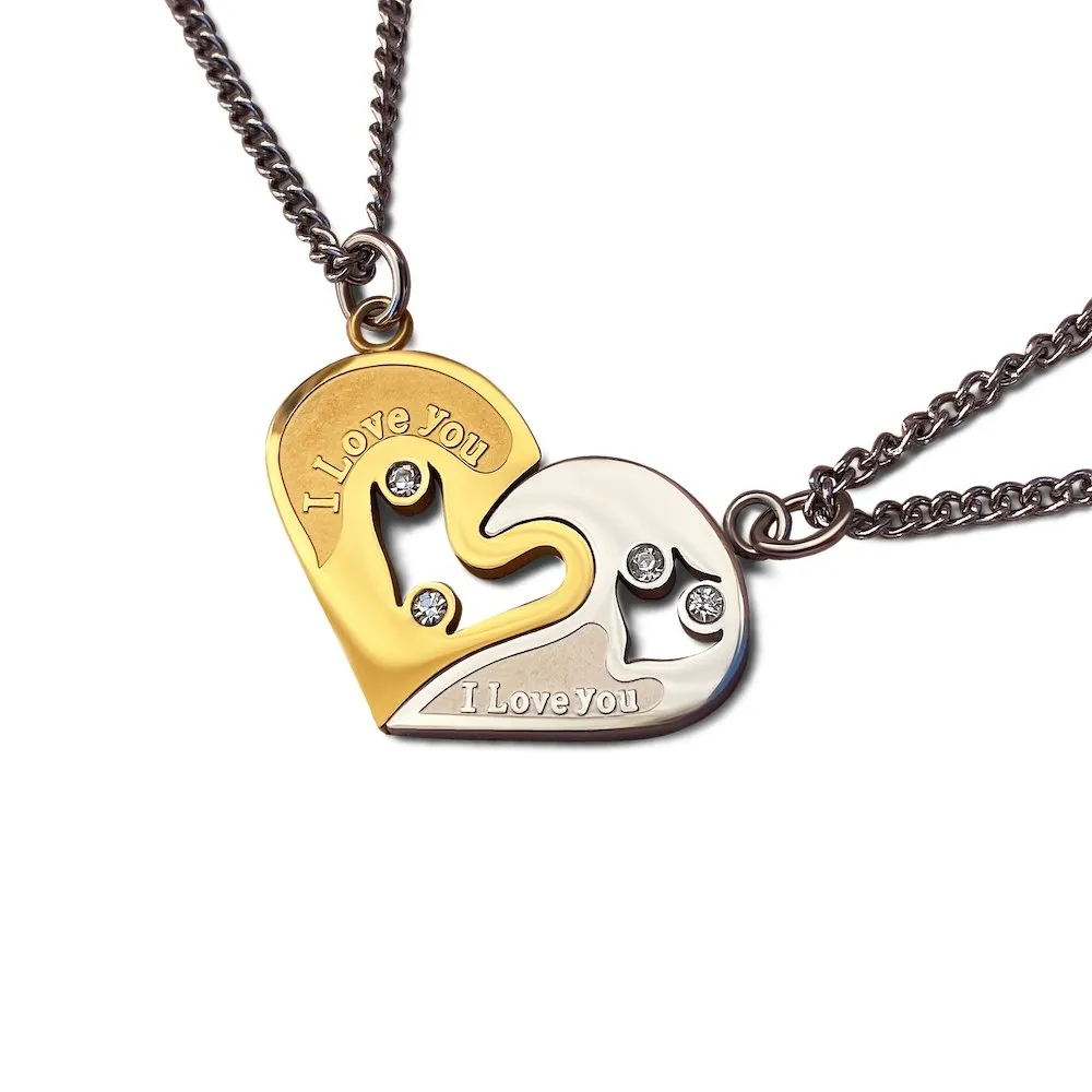 Interlocking Heart Love Necklaces for Couples