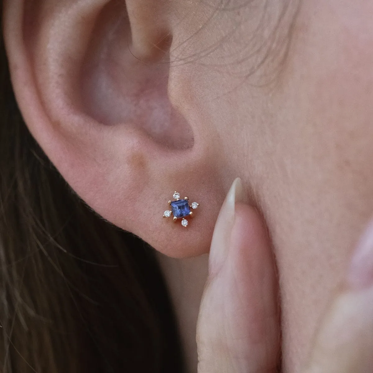 Iolite Diamond Stud Earrings