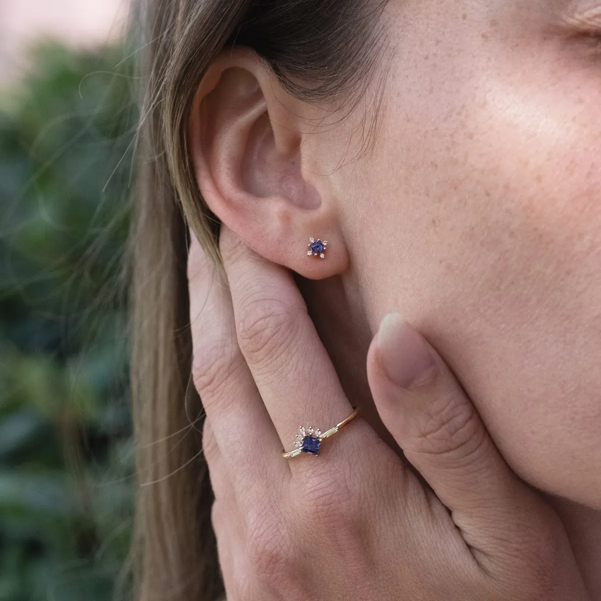 Iolite Diamond Stud Earrings