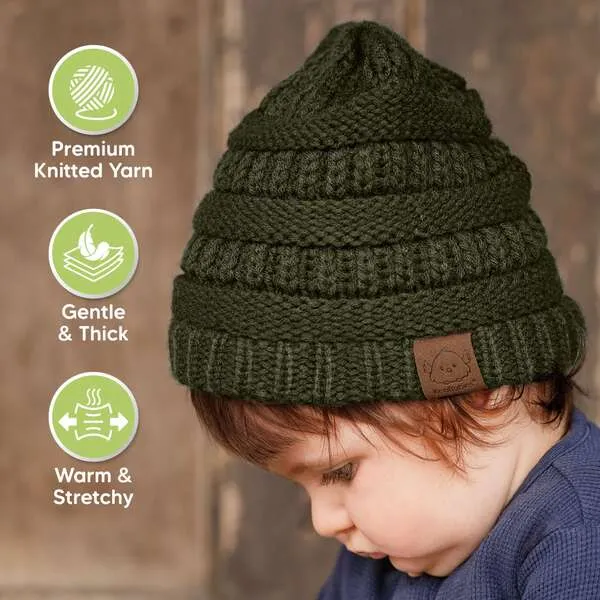 KeaBabies 3-Pack WARMZY Baby Beanies, Rhythm