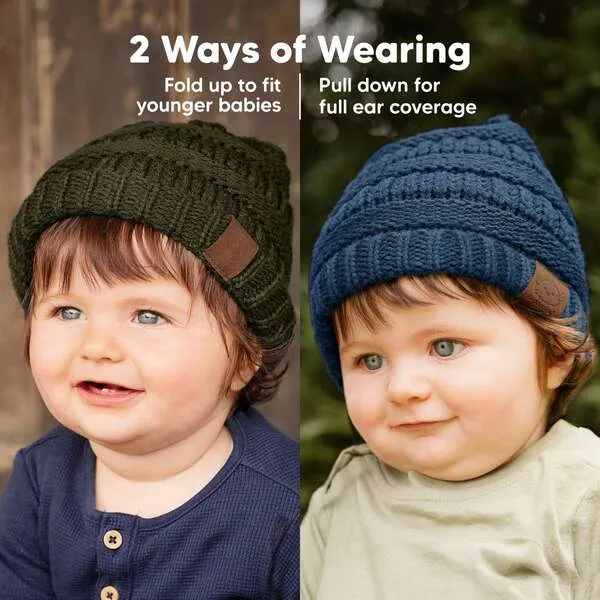 KeaBabies 3-Pack WARMZY Baby Beanies, Rhythm